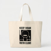 Houd uw tanden schoon grote tote bag (Voorkant)