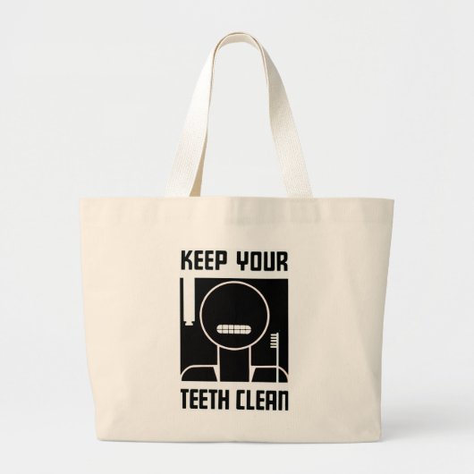 Houd uw tanden schoon grote tote bag (Voorkant)