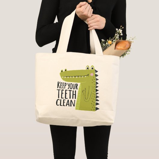 Houd uw tanden schoon grote tote bag (Voorkant (product))
