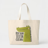 Houd uw tanden schoon grote tote bag (Voorkant)