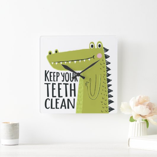 Houd uw tanden schoon vierkante klok (Huis)