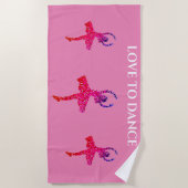 HOUD VAN DANS-badhanddoek in roze. Strandlaken (Voorkant)