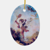 HOUD VAN DE JESTER CUPID MONOGRAM Red Ruby Keramisch Ornament (Voorkant)