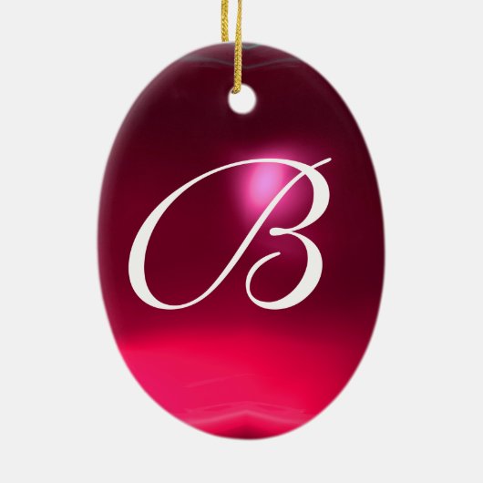 HOUD VAN DE JESTER CUPID MONOGRAM Red Ruby Keramisch Ornament (Achterkant)