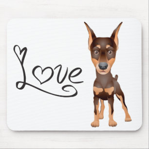 Houd van Dobermann Pinscher Puppy Hond Muismat