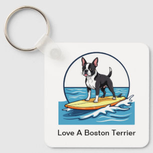 Houd van een Boston Terrier-hond Sleutelhanger