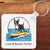 Houd van een Boston Terrier-hond Sleutelhanger (Achterkant)