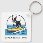 Houd van een Boston Terrier-hond Sleutelhanger (Achterkant)