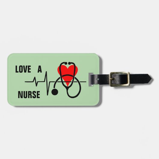 Houd van een Nurse Heart Stethoscoop Design Bagagelabel (Voorkant horizontaal)