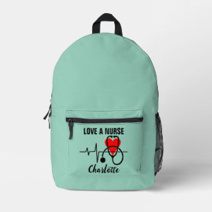 Houd van een Nurse Heart Stethoscoop Design Bedrukte Rugzak