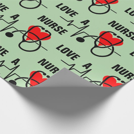 Houd van een Nurse Heart Stethoscoop Design Cadeaupapier (Hoek)