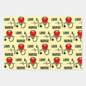 Houd van een Nurse Heart Stethoscoop Design Inpakpapier Vel (Voorkant 3)