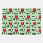 Houd van een Nurse Heart Stethoscoop Design Inpakpapier Vel (Voorkant)