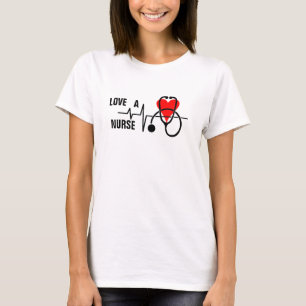 Houd van een Nurse Heart Stethoscoop Design T-shirt