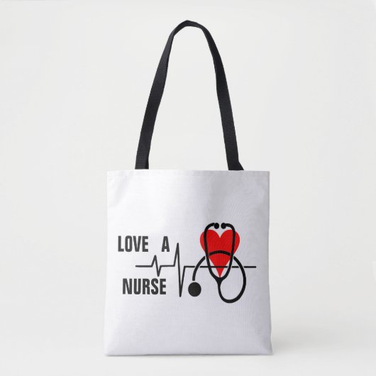Houd van een Nurse Heart Stethoscoop Design Tote Bag (Voorkant)
