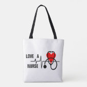 Houd van een Nurse Heart Stethoscoop Design Tote Bag (Achterkant)