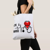 Houd van een Nurse Heart Stethoscoop Design Tote Bag (Dichtbij)