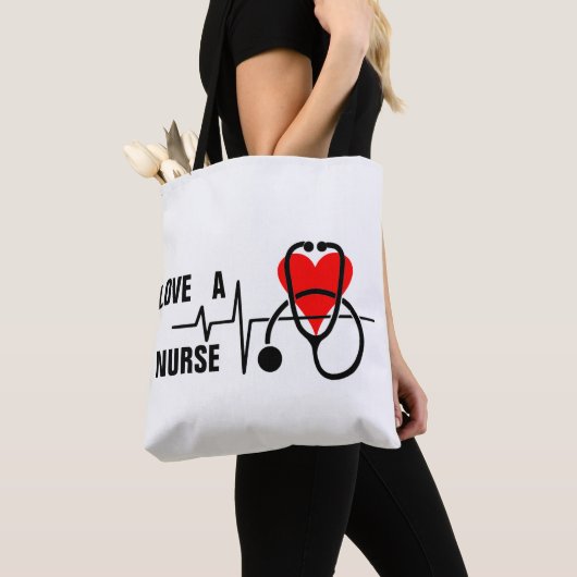 Houd van een Nurse Heart Stethoscoop Design Tote Bag (Dichtbij)