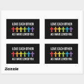 Houd van elkaar Gay Pride LGBTQ Rainbow Christelij Rechthoekige Sticker (Vel)
