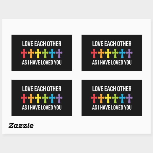 Houd van elkaar Gay Pride LGBTQ Rainbow Christelij Rechthoekige Sticker (Vel)