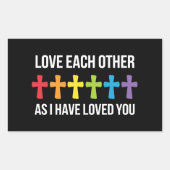 Houd van elkaar Gay Pride LGBTQ Rainbow Christelij Rechthoekige Sticker (Voorkant)