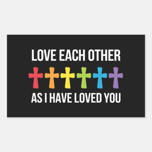 Houd van elkaar Gay Pride LGBTQ Rainbow Christelij Rechthoekige Sticker (Voorkant)
