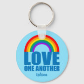 Houd van elkaar Rainbow Christelijke Custom Sleutelhanger (Achterkant)