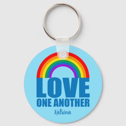 Houd van elkaar Rainbow Christelijke Custom Sleutelhanger (Achterkant)