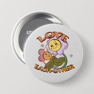Houd van elkaar - Schattigee en levendige bloemen Ronde Button 7,6 Cm