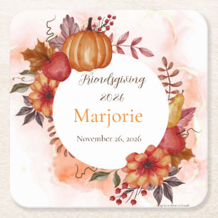 Houd van herfst, rustige Thanksgiving-diner Kartonnen Onderzetters