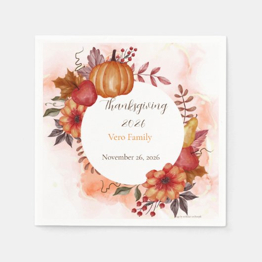 Houd van herfst Thanksgiving rustische diner Servet (Voorkant)