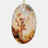 HOUD VAN HET JESTER CUPID MONOGRAM Sinaasappel Aga Keramisch Ornament (Links)