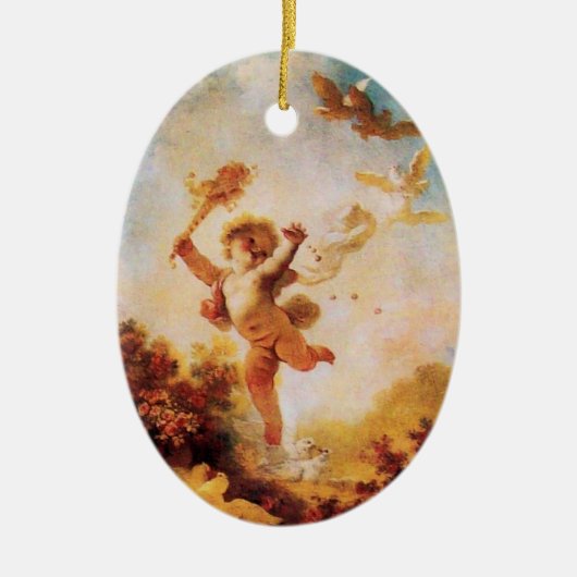 HOUD VAN HET JESTER CUPID MONOGRAM Sinaasappel Aga Keramisch Ornament (Voorkant)