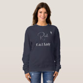 Houd van huisdier Navy blauw wit script Kat Moeder Trui (Voorkant volledig)