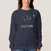 Houd van huisdier Navy blauw wit script Kat Moeder Trui (Voorkant)
