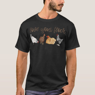Houd van je kippenfamilie Watercolor Boerderij Hui T-shirt