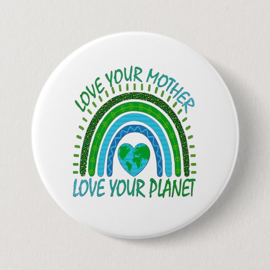 💚 Houd van je Moeder, Houd van je Planeet 🌍 Ronde Button 7,6 Cm (Voorkant)