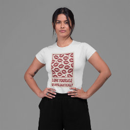 Houd van jezelf zonder excuses retropositiviteit t-shirt