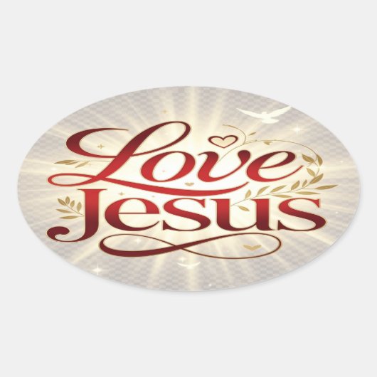 Houd van Jezus Ovale Sticker (Voorkant)