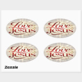 Houd van Jezus Ovale Sticker (Vel)