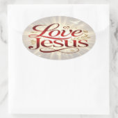 Houd van Jezus Ovale Sticker (Tas)