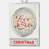 Houd van Jezus Verzilverd Banner Ornament (Links)
