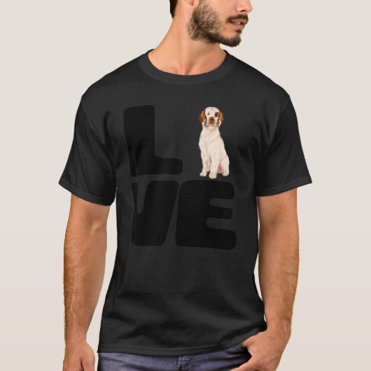 Houd van mijn Clumber Spaniel hond T-shirt (Voorkant)