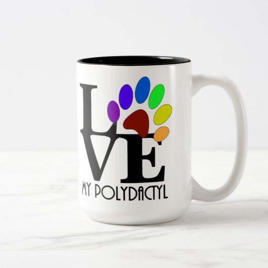 HOUD VAN Mijn polydactyl-15oz Tweekleurige Koffiemok (Rechts)