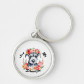 Houd Van Mijn Schnauzer Bloem Sleutelhanger (Voorkant)