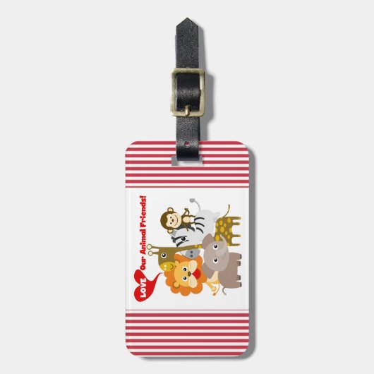 Houd van Onze Dierlijke Vrienden Bagagelabel (Voorkant verticaal)