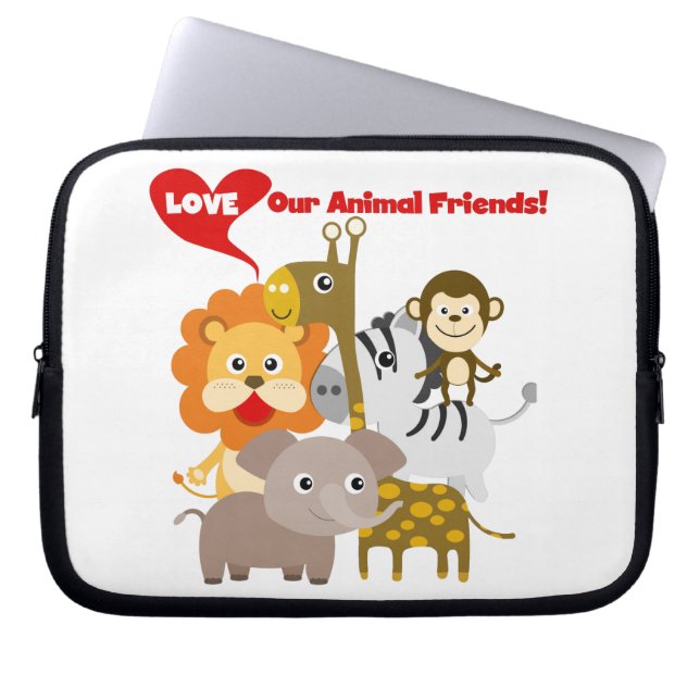 Houd van Onze Dierlijke Vrienden Laptop Sleeve (Voorkant)