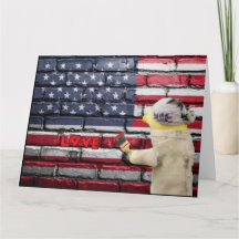 Houd van USA graffiti muurkunst.