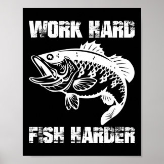 Houd van werken Vissen Harder Vissen Visser Grappi Poster