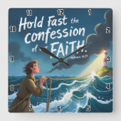 Houd vast aan de belijdenis van ons geloof (Hebree Vierkante Klok (Voorkant)